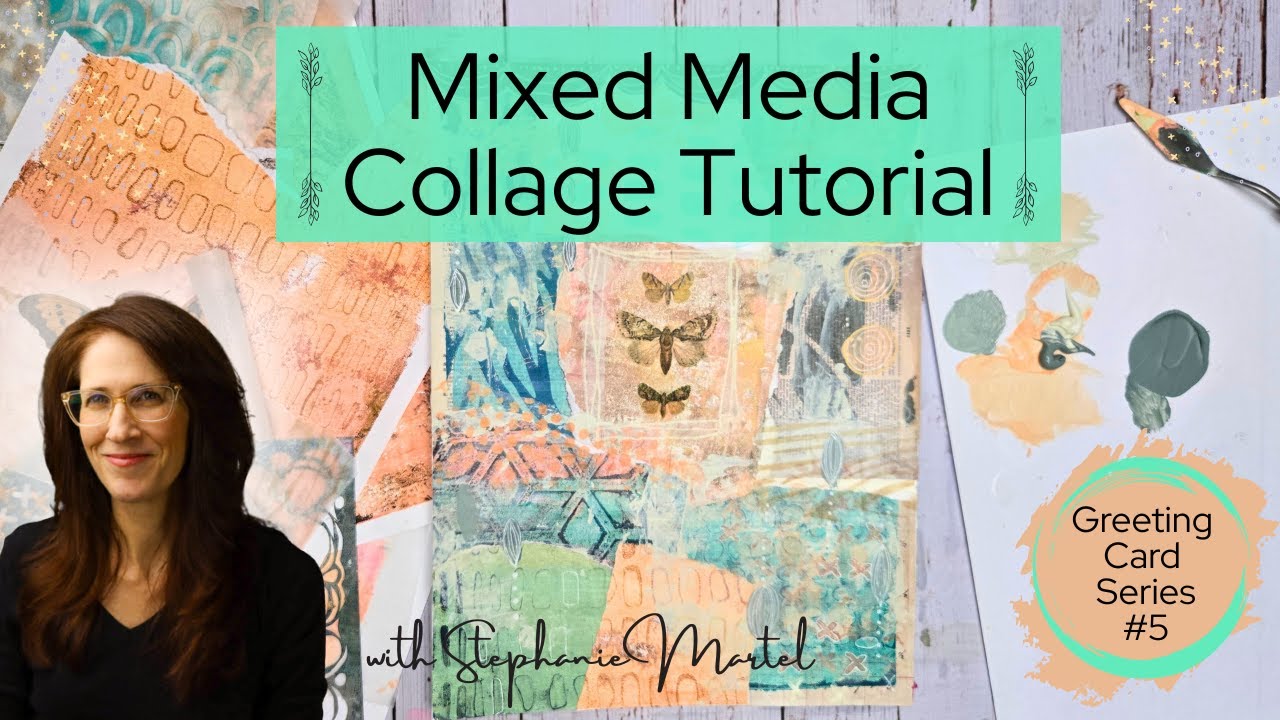 Mixed Media Collage Art Tutorial: Butterflies (Card #5)
