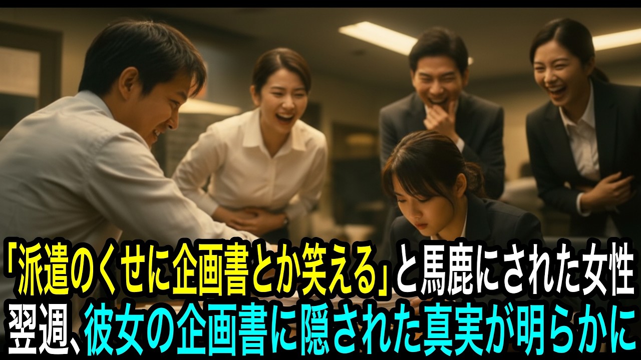 「派遣のくせに企画書とか笑える」と鼻で笑われた地味な女性。しかし翌週、彼女が作成した企画書に隠された真実が明らかにーー