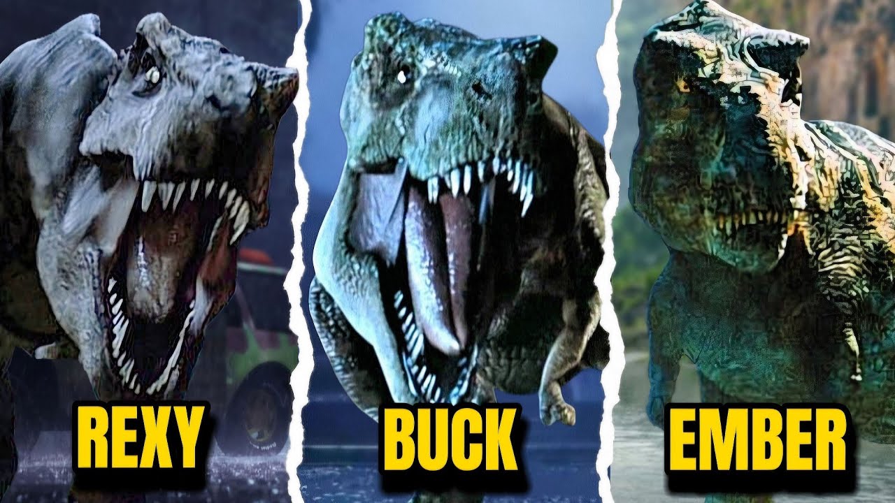 Все 7 тираннозавров в «Парке Юрского периода»