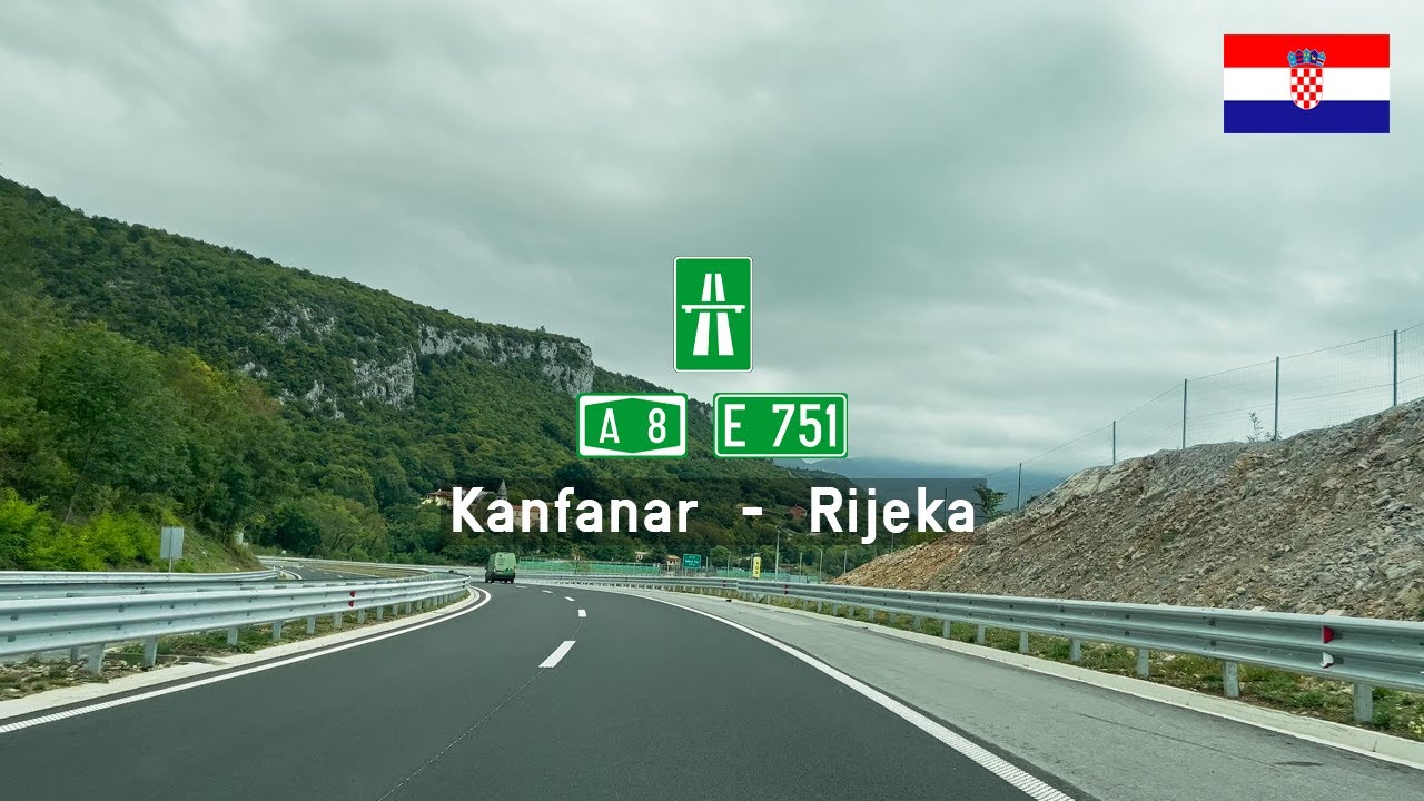 Driving in Croatia: Autocesta A8 E751 from Kanfanar to Rijeka
