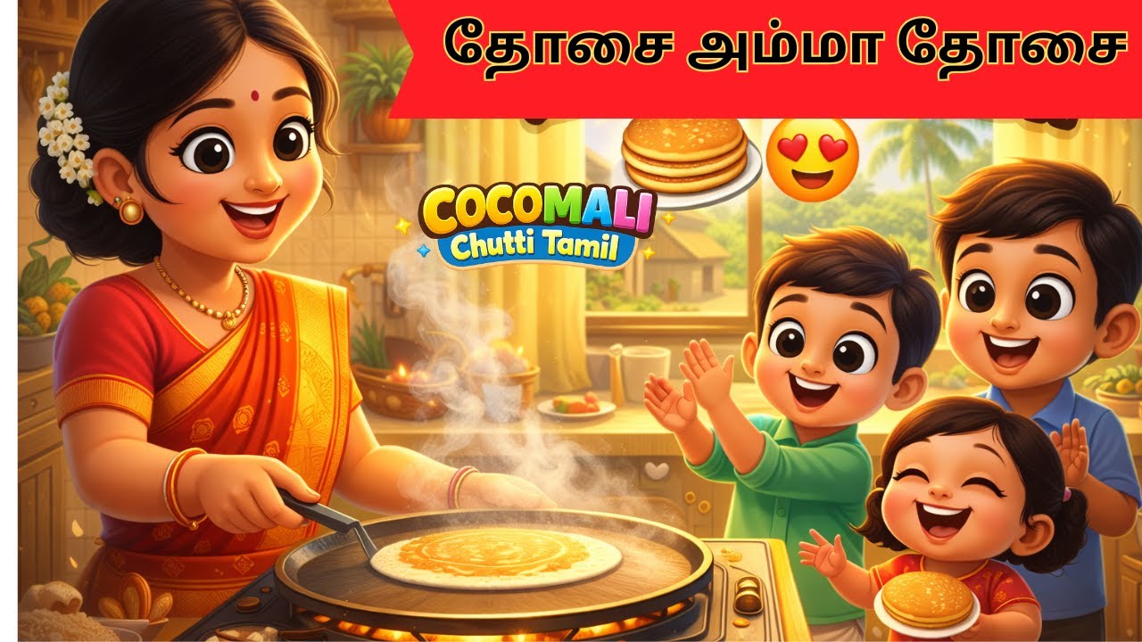 தோசை அம்மா சுட்ட தோசை 🥞😍 | Tamil Kids Rhymes | Village Song for Kids