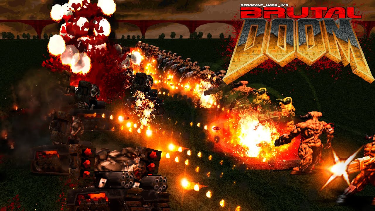 Juggernaut (Mancutank) vs Cyberdemon - Brutal Doom : Monster Infighting - Retro Boss Battles