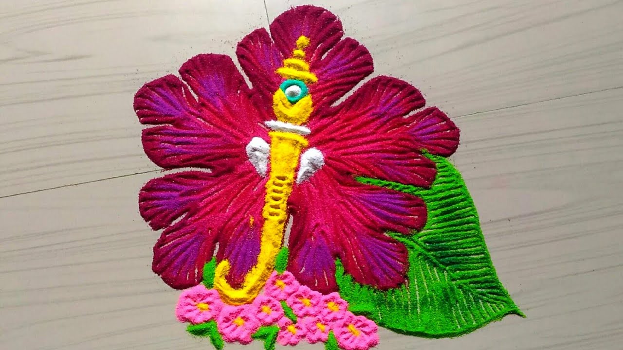 Ganesh chathurthi rangoli designs with flowers #555