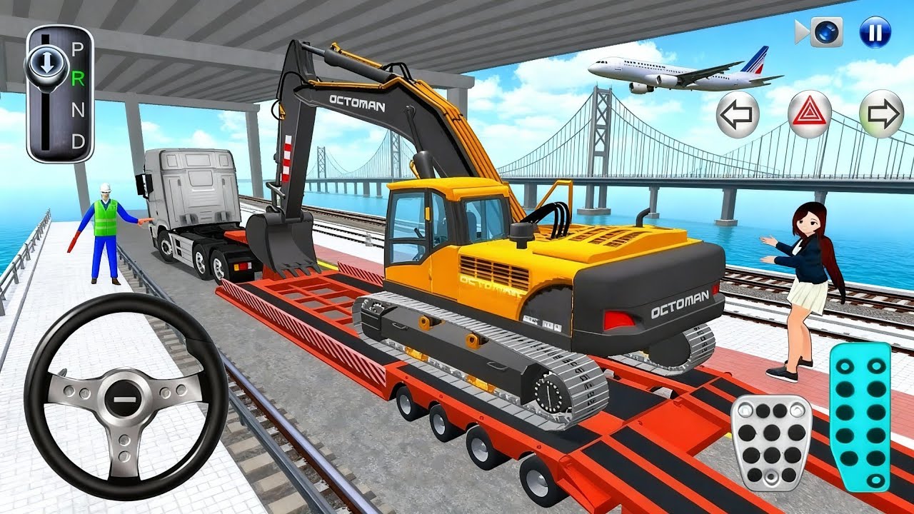 New Excavator Loaded on Transporter Truck Near Plane - 3D Driving Class 2026 Best Android Gameplay
