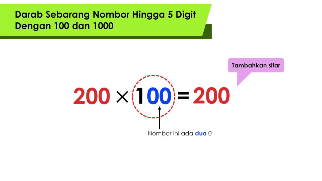Matematik Tahun 4 | Operasi Asas | Darab Nombor Dengan 10, 100 dan 1 000