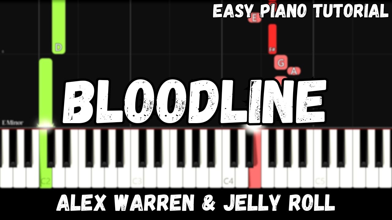 Alex Warren - Bloodline ft. Jelly Roll (Easy Piano Tutorial)
