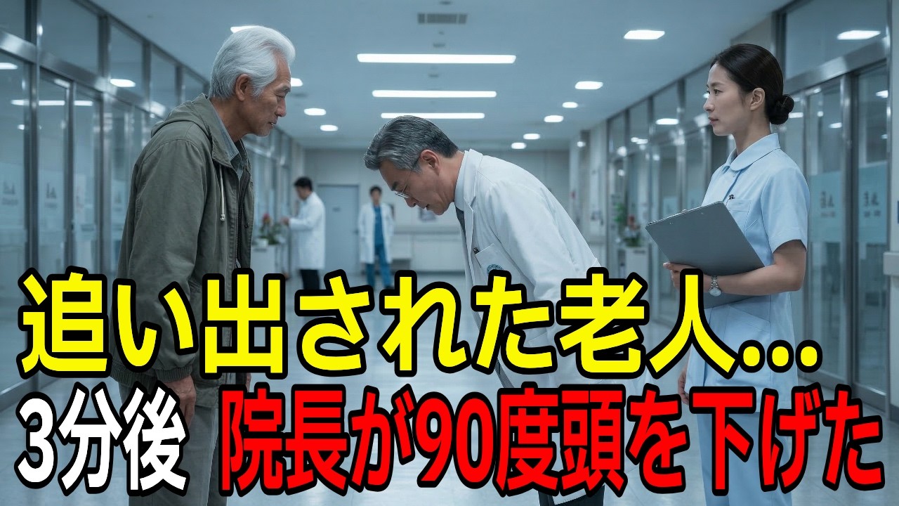 古びたジャンパーの老人が病院を追い出された。3分後、院長が駆けつけ90度頭を下げた理由