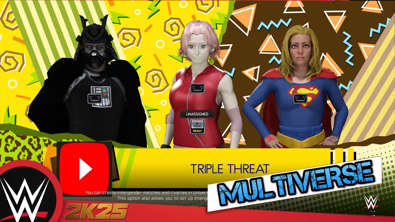 WWE 2K25 #multiverse - Sakura Haruno VS Darth Vader VS Supergirl