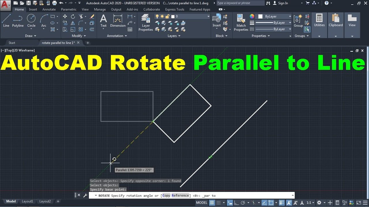 AutoCAD Повернуть параллельно линии