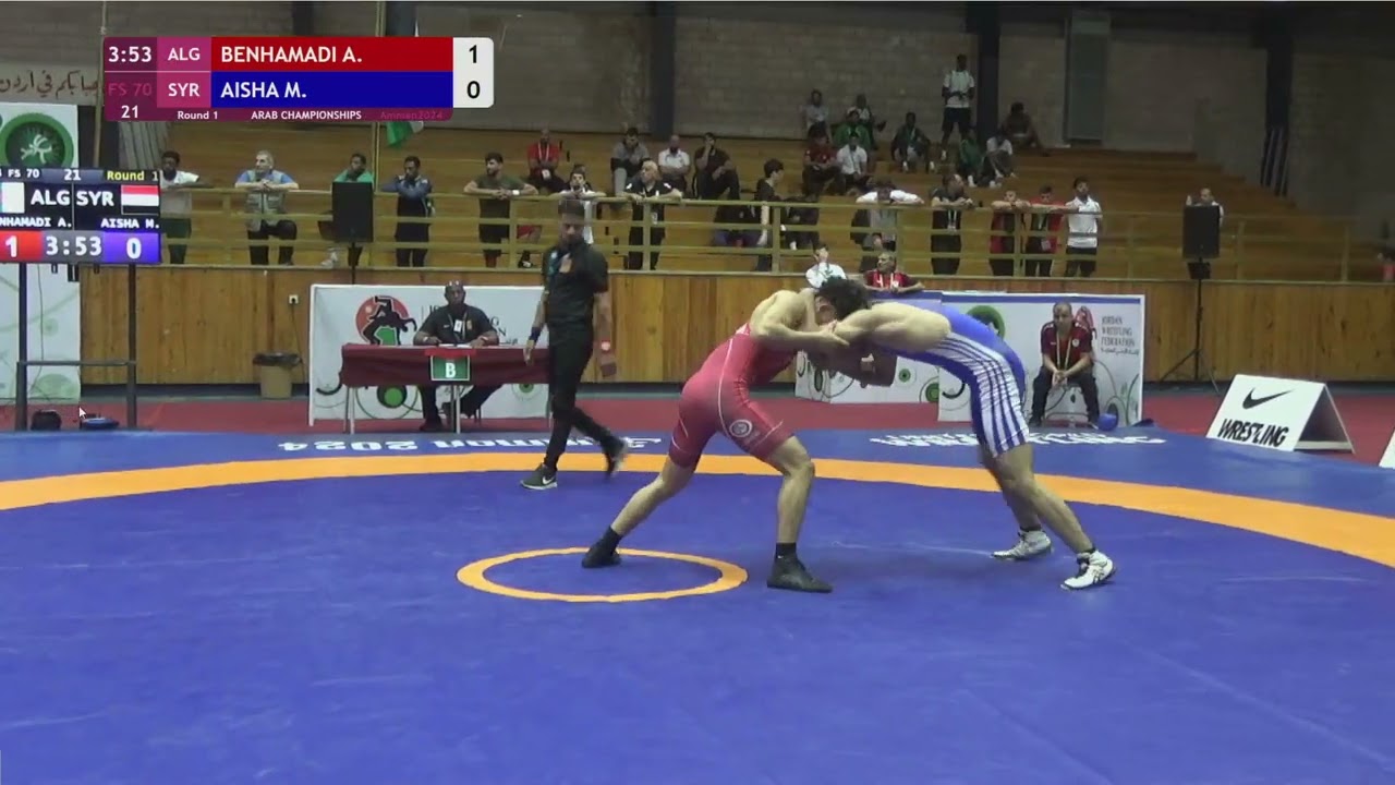 Abderrahmane BENHAMADI ALG vs  Majd AISHA SYR   2024 U17 & U23 Arab Championship   Round 1   FS 70 k