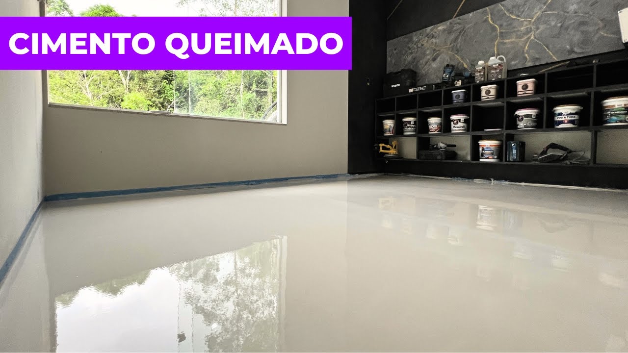 Cimento queimado branco - Piso líquido faça você mesmo, lembra muito um piso de porcelanato líquido.