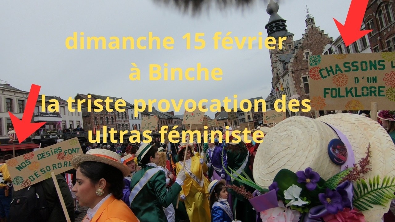 triste provocation des féministes +- catholique à Binche contre L A.D.F.