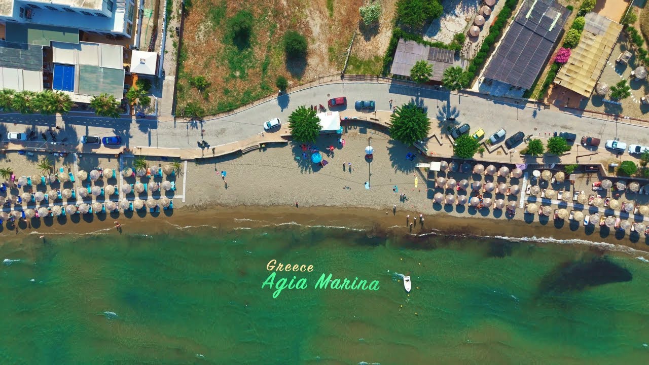 Agia Marina Beach 4K Greece   Aegina Island