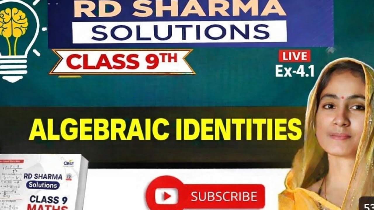 R.D SHARMA CLASS 9TH , CHAPTER , ( ALGEBRAIC IDENTITIES ) Ex :- 4.1 Live Class. By-Reena Ma'am 