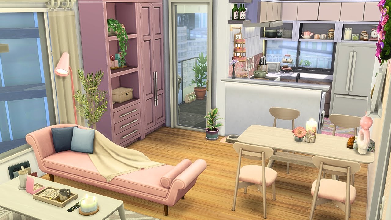 Girly Apartment w/ Balcony (1313 21 Chic Street)  🌆 Sims 4 Speed Build Stop Motion (NO CC)