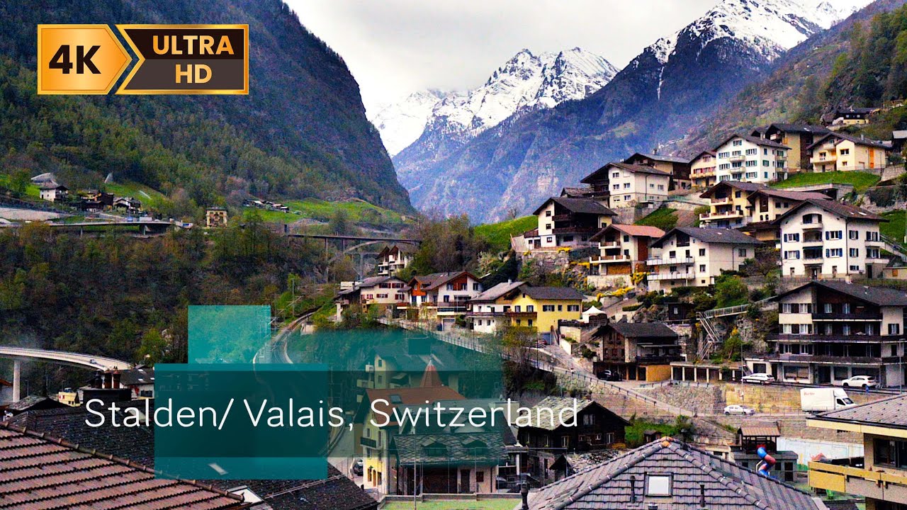 Stalden, village in Switzerland, Walking tour in 4K
