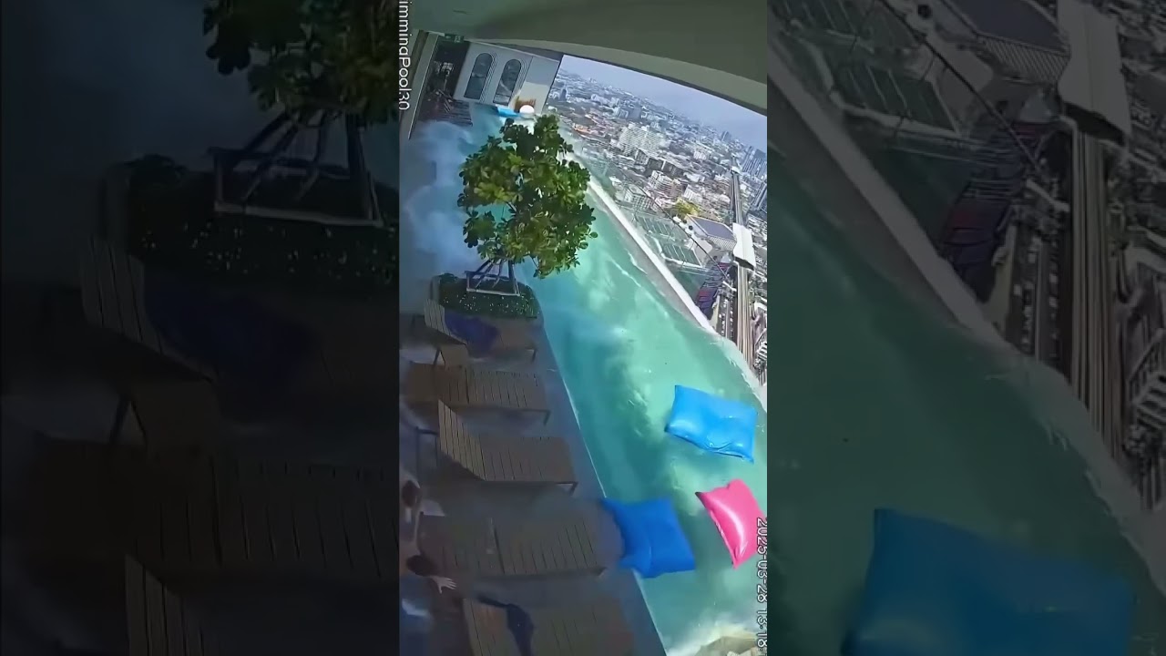 Building violently rocked by 7.7 earthquake in Myanmar & Thailand