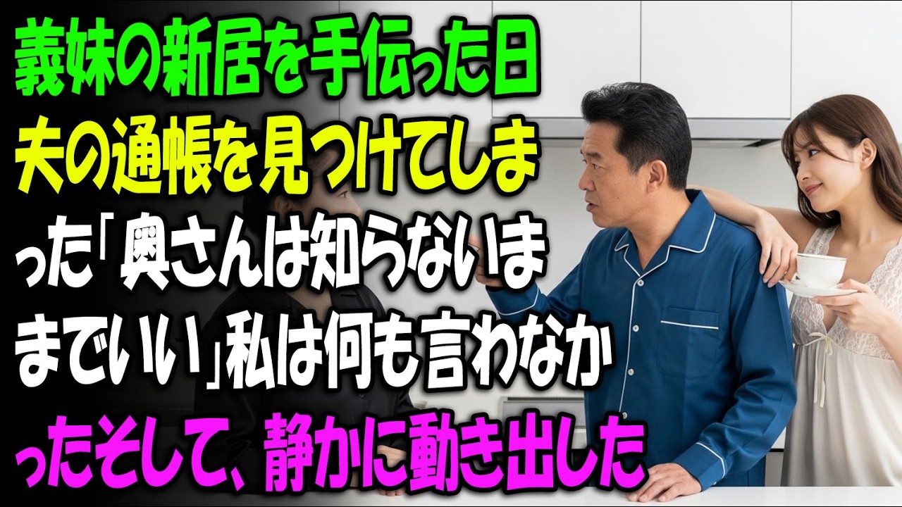 義妹の新居を手伝った日、夫の通帳を見つけてしまった。「この家のこと、奥さんは知らないままでいいの」その通話を残したあと、私は静かに動き出した