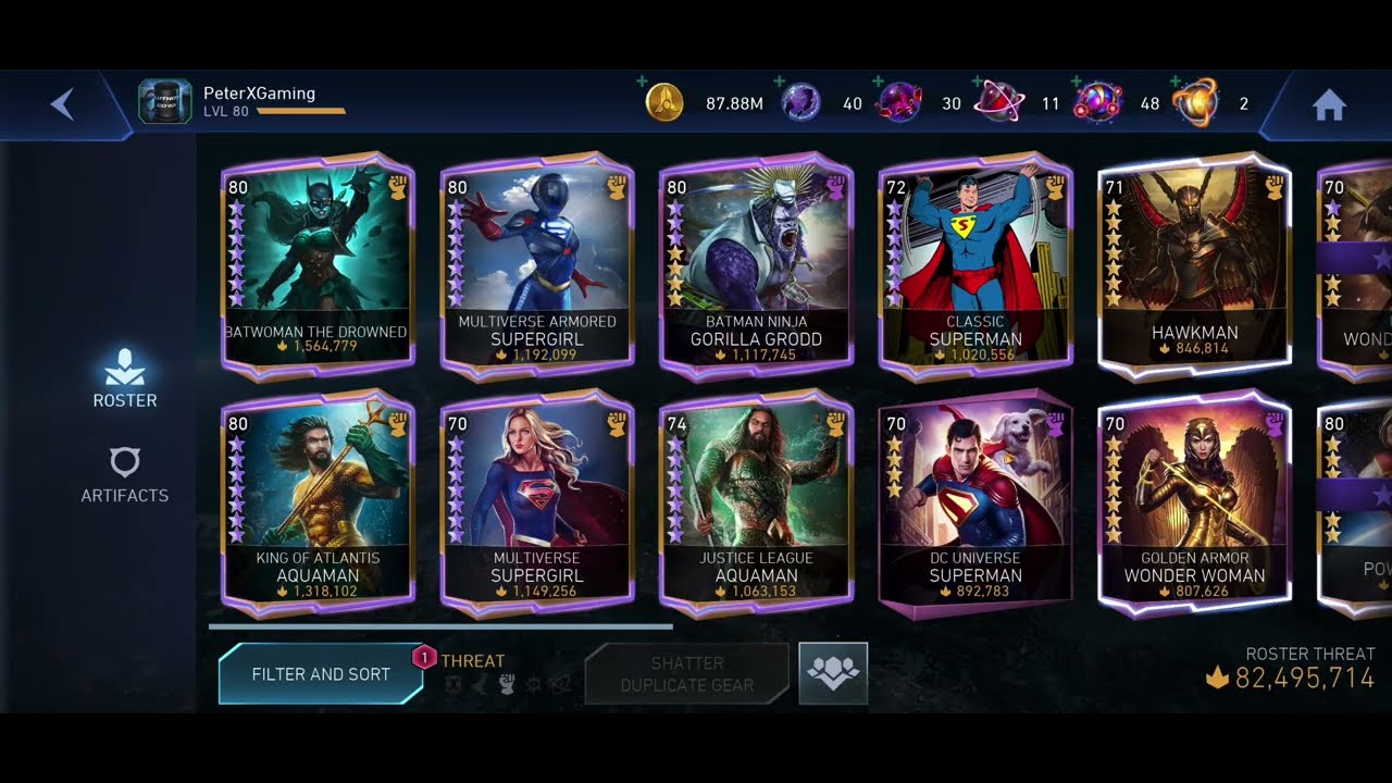 8+ Year Old F2P Account | Damage Dealer Builds / Artifact Builds | Injustice 2 Mobile