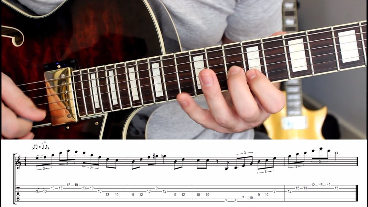 Jazz guitar lick lesson in C major with TAB