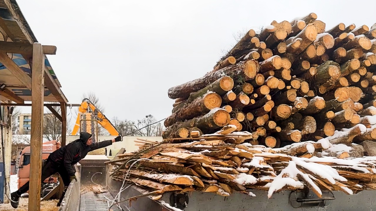 Amazing Skills Mega Professional Wood Shredding in Snow