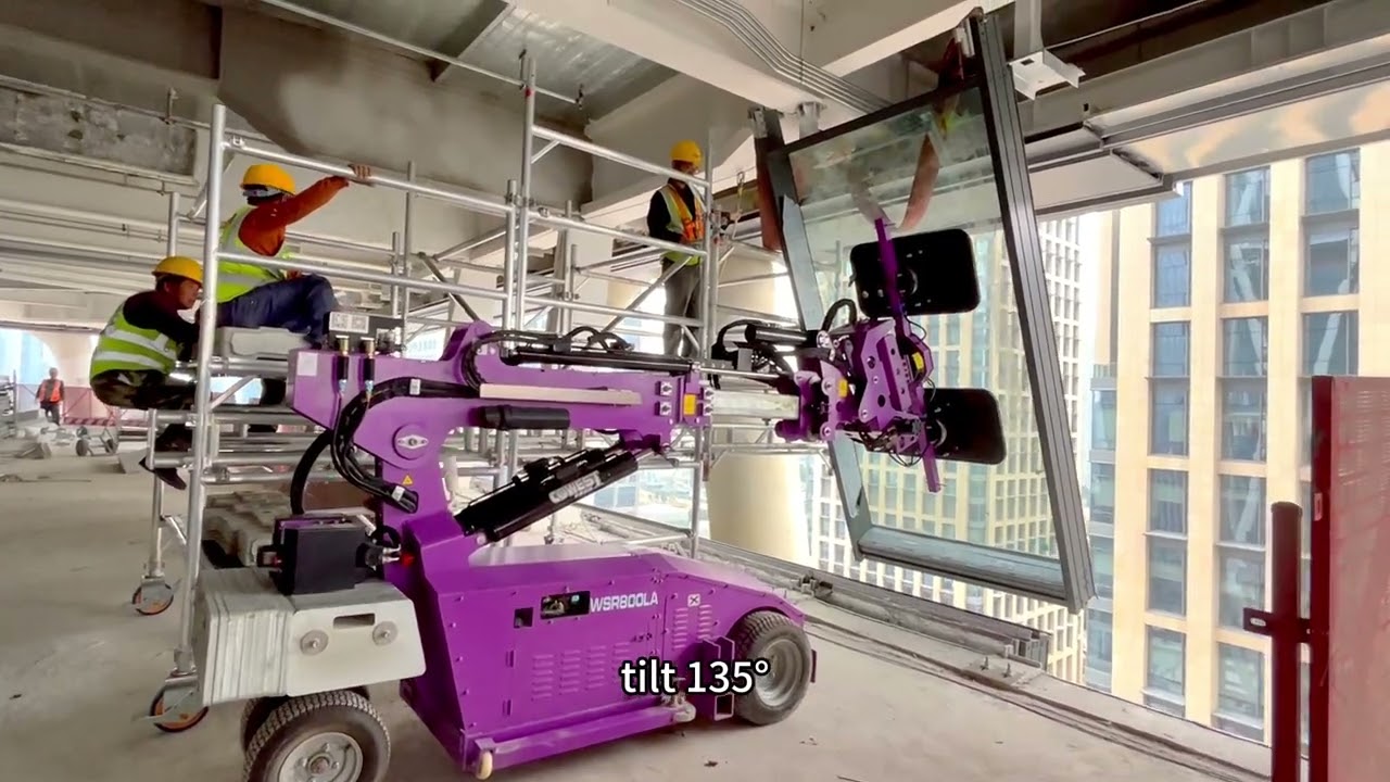 The 800kg glass installation robot is used in ZhuJiang New Town in Guangzhou China