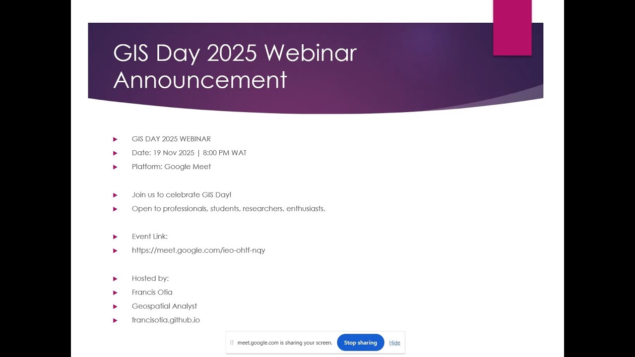 GIS Day 2025: Urban Mapping of Aba, Nigeria – Beginner-Friendly GIS Webinar