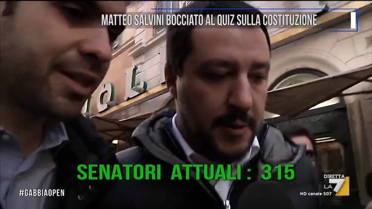 Matteo Salvini bocciato al quiz sulla Costituzione