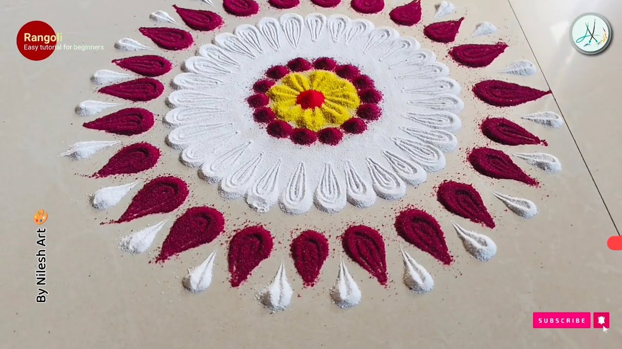 Celebrate this Diwali festival🪔with beautiful freehand Round Rangoli pattern. step by step tutorial.