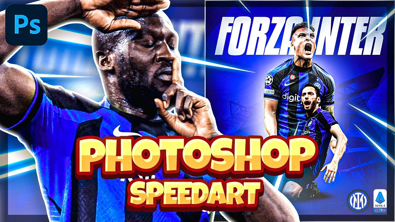 Inter Milan Poster Design on Photoshop  🔵⚫ (FREE DOWNLOAD + LINK IN DESCRIPTION)