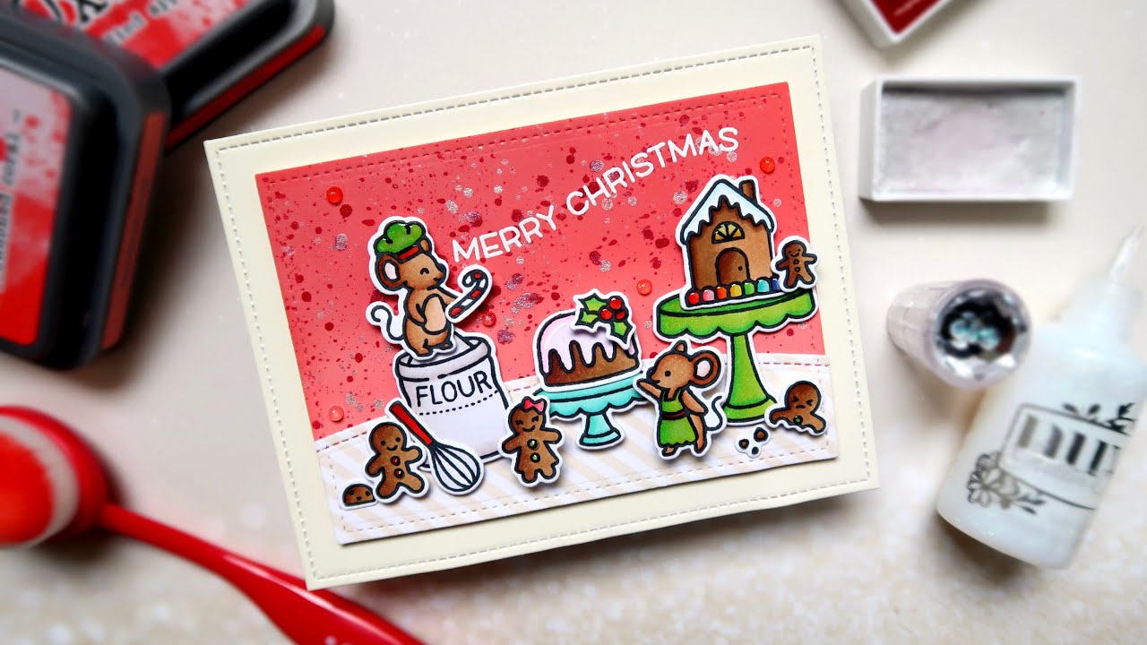 Adorable Christmas Card feat. Lawn Fawn A Creature Was Stirring, Tiny Gingerbread & Baked With Love!