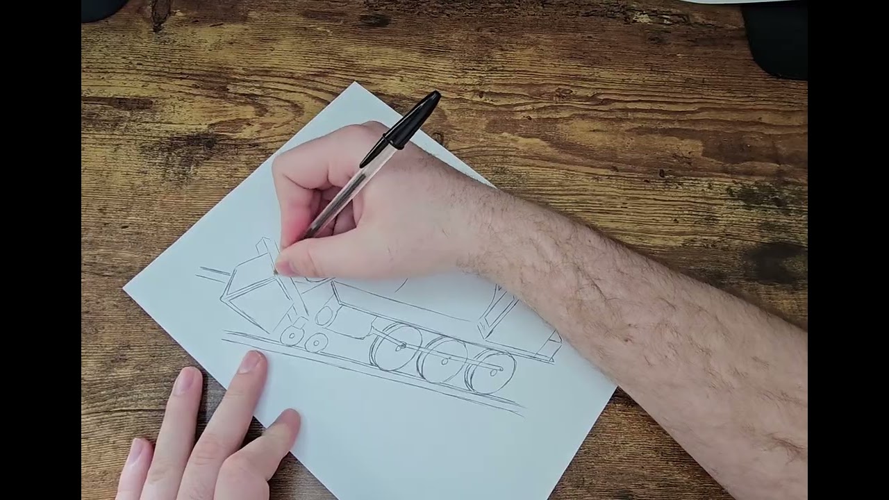 How to draw a STEAM ENGINE, locomotive, train engine