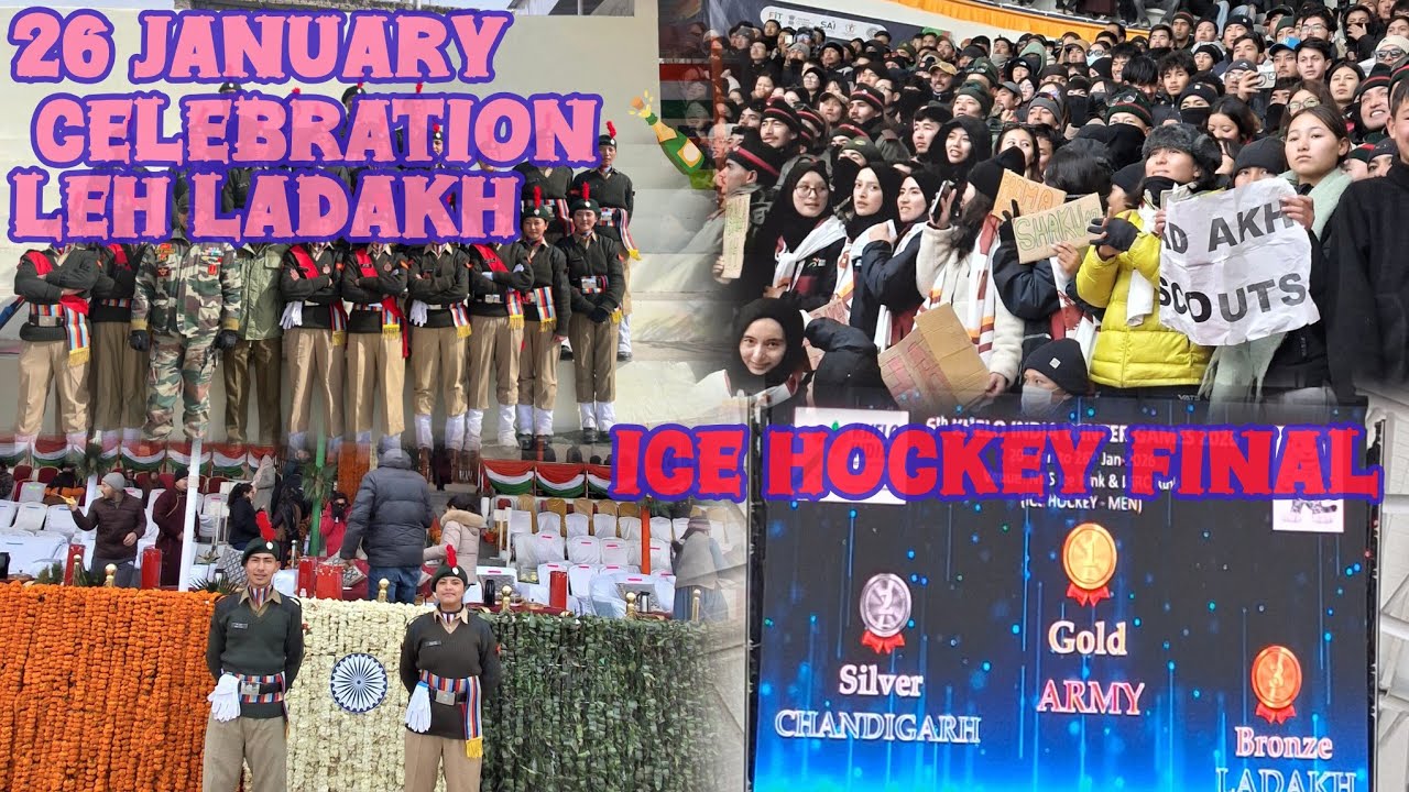 Republic day celebration and ice hockey final #kheloindia #lehladakh #republicdaylehladakh