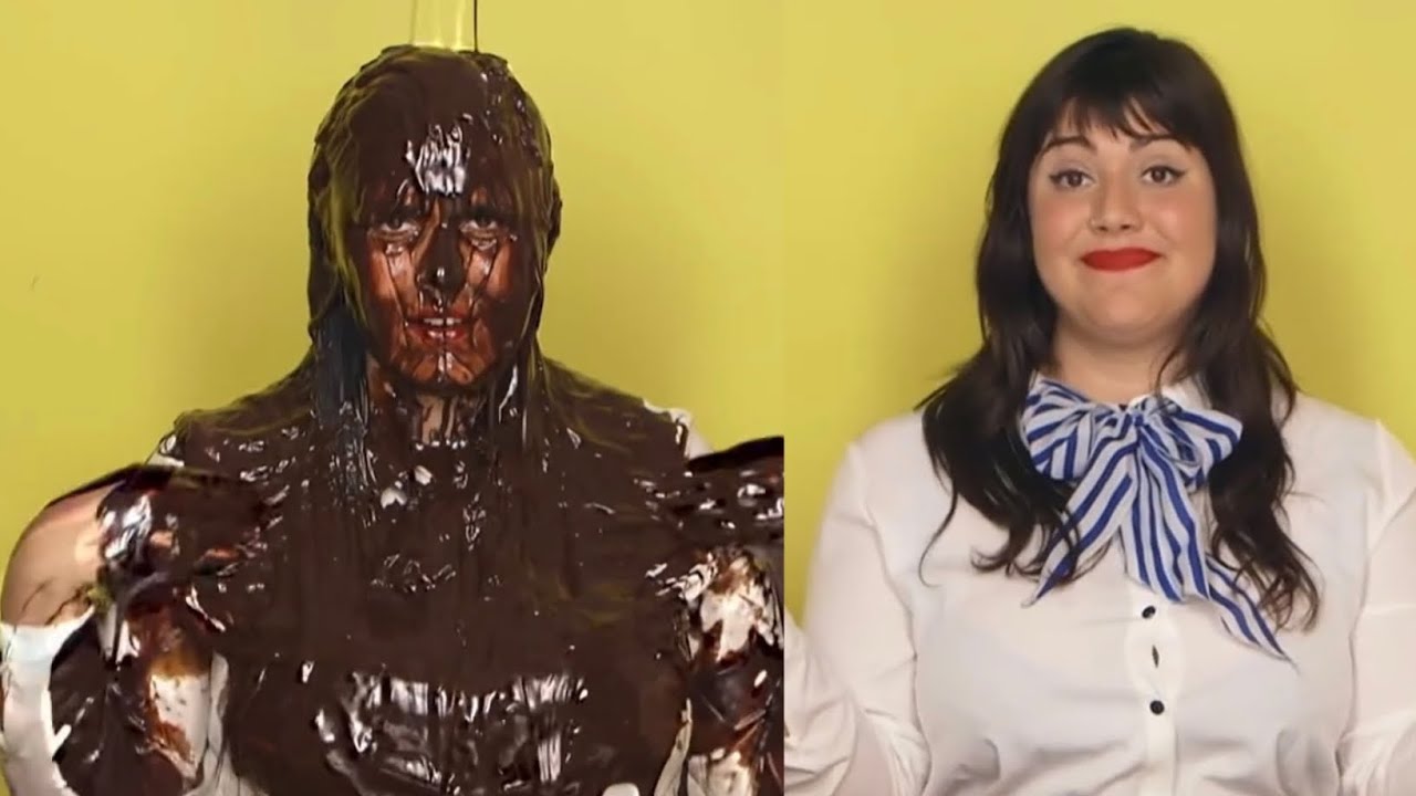 Cook Show Host Gets Huge Chocolate Sliming!