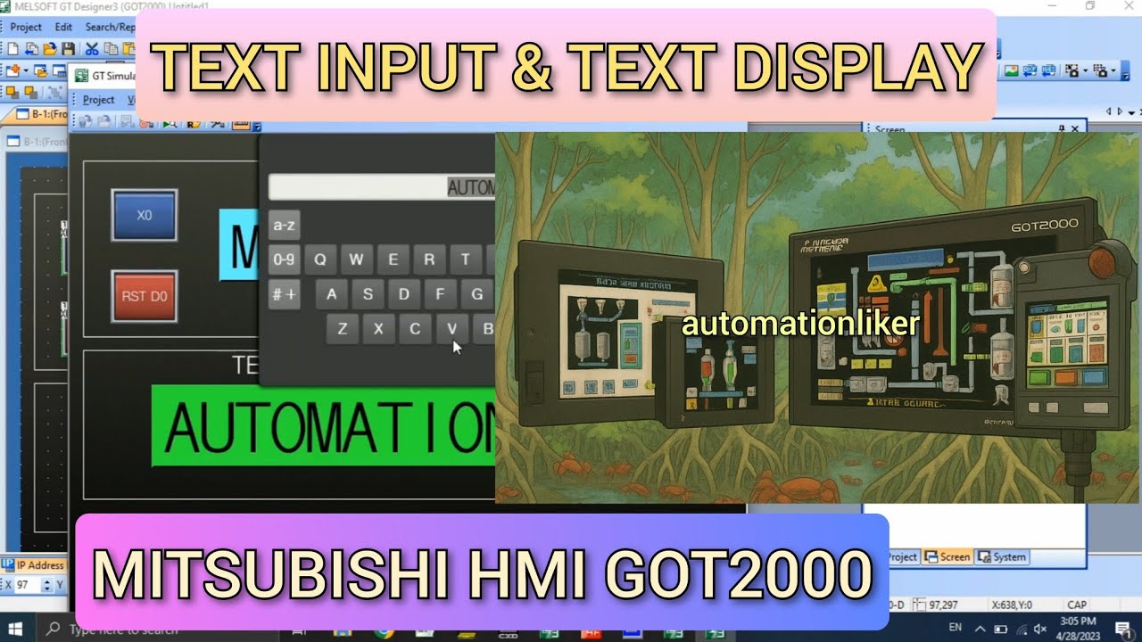 GOT2000 : How to make Text Display and Text input Mitsubishi HMI GT Designer3 | GX Works2