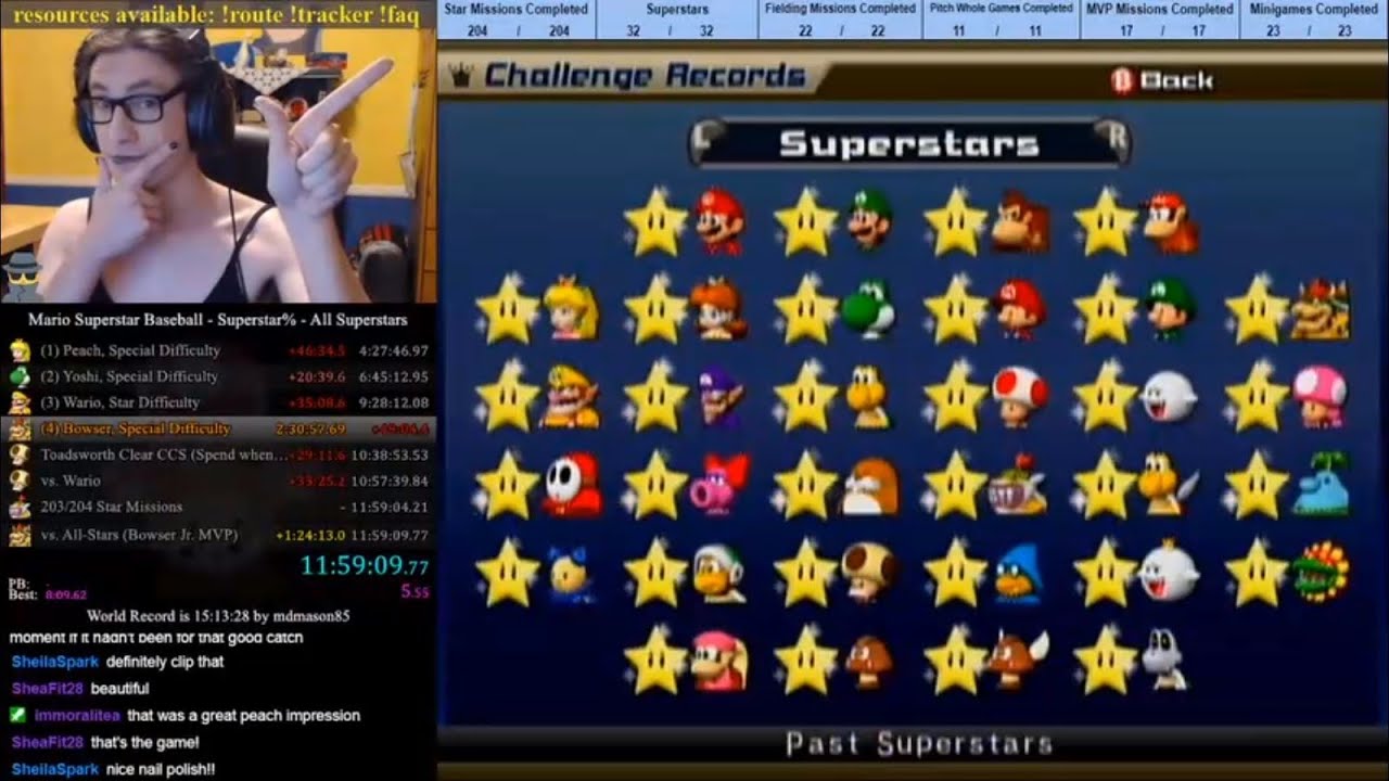Mario Superstar Baseball Superstar% - All Superstars in 11:59:04 (Former WR) on Jan. 9, 2021