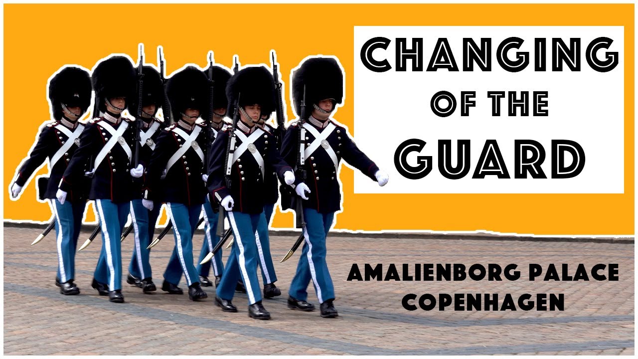 CHANGING OF THE GUARD at Amalienborg Palace in COPENHAGEN | Vagskifte på Amalienborg Slot