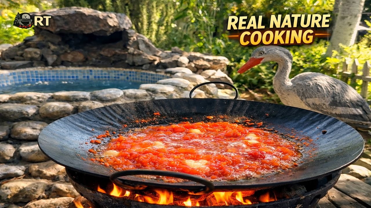 Cooking Tomato & Eggs on Firewood Stove | Real Nature Sounds | No Talking