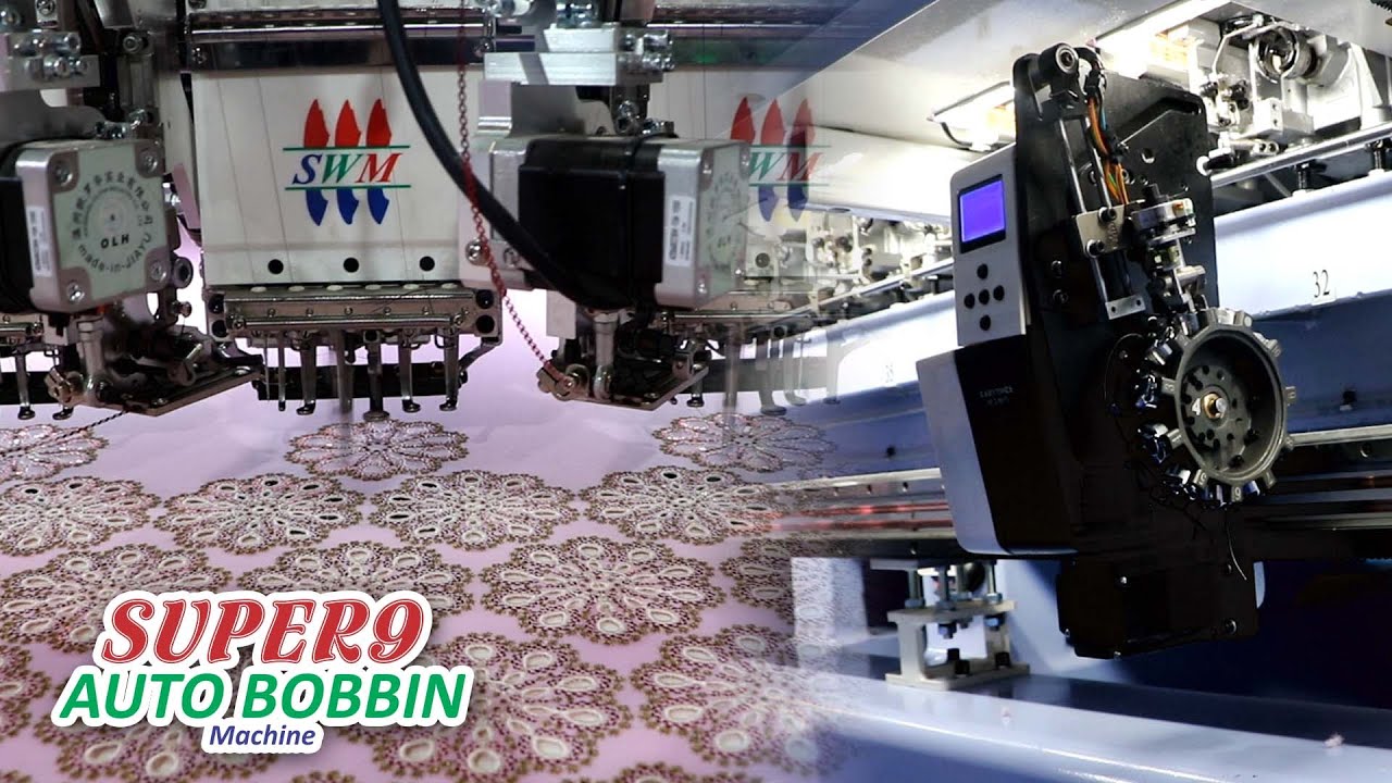 SWM Super-9 Auto Bobbin Embroidery Machine | High Speed 1800 RPM with Sequins & Boring