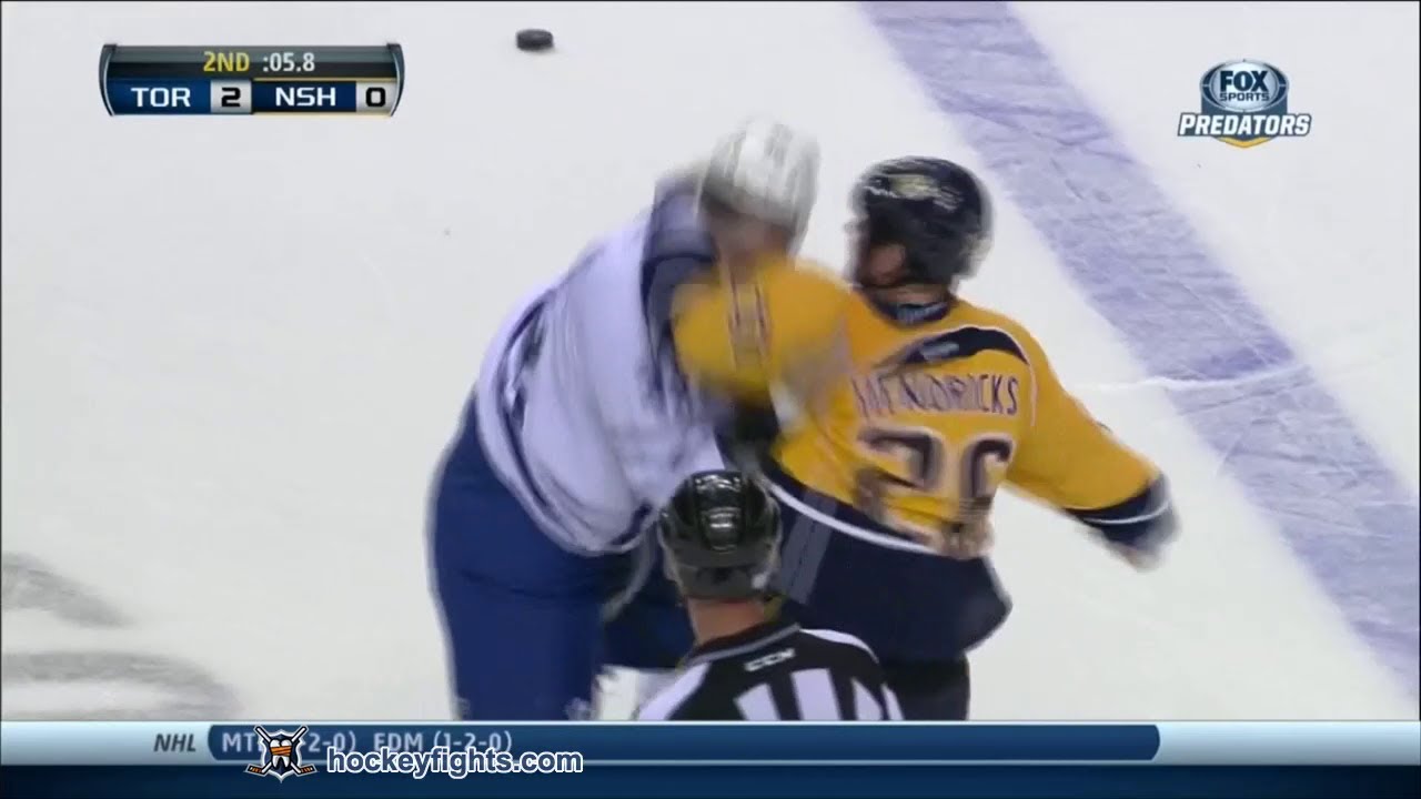 David Broll vs Matt Hendricks Oct 10, 2013