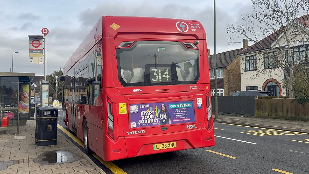 Thrashed | Stagecoach London Route 314 | Volvo BZL Enviro200 EV 66057 (LJ25XMC)