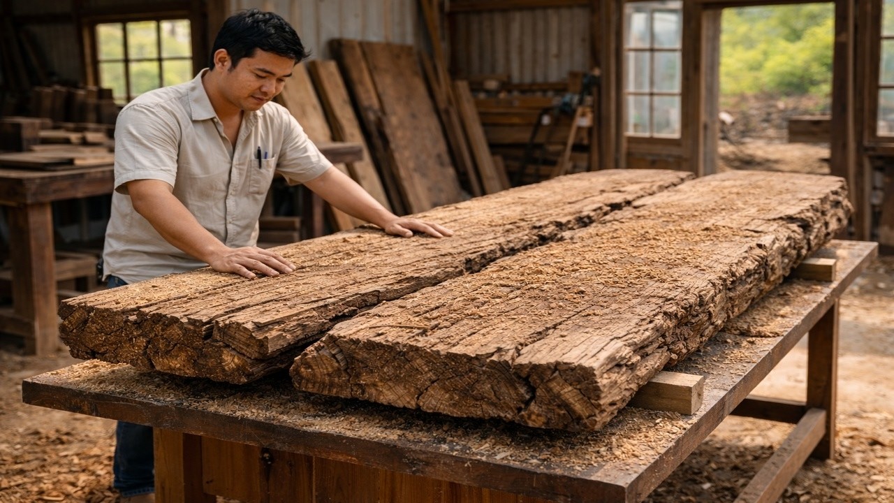 This Heavy Wood Slab Turned Into Something Amazing