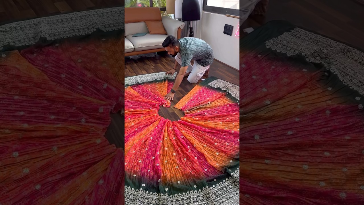 Lehenga Making Process || Make lehenga from Garment || Pink orange Designer Lehenga choli #lehengas