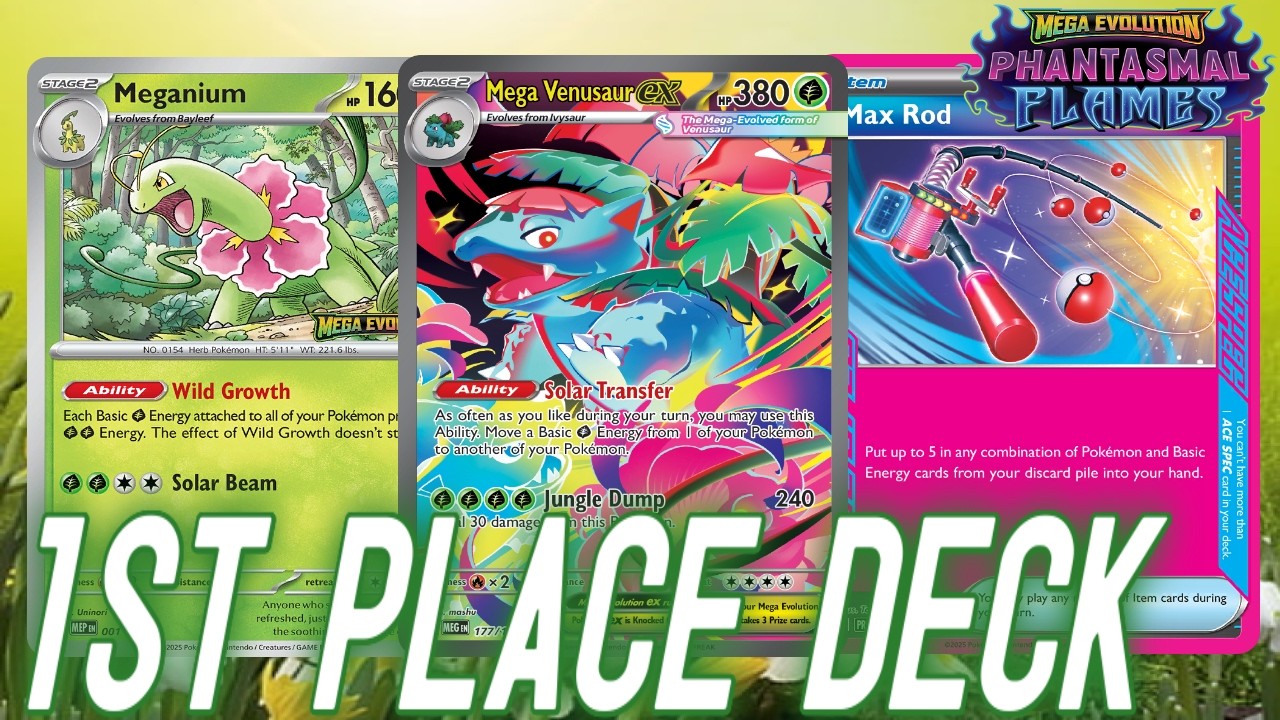 🏆Эта колода Mega Venusaur ex заняла 1-е место в онлайн-турнире, одержав 11 побед | PTCGL