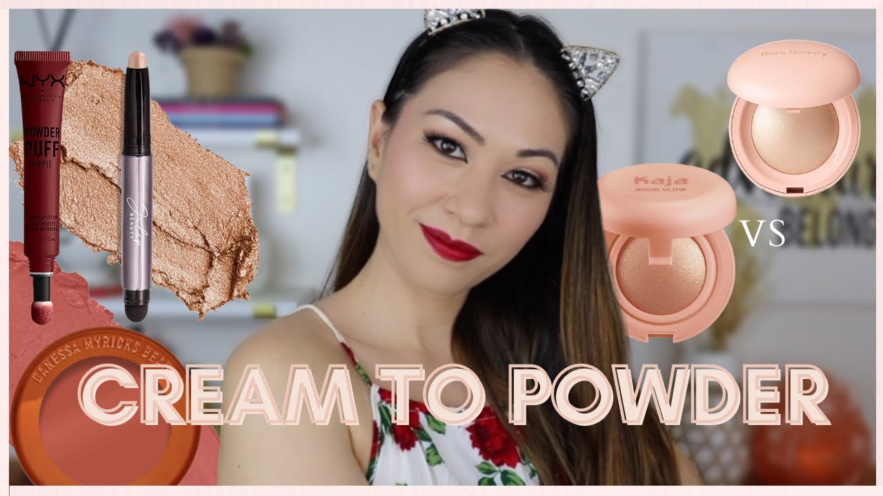 Trying CREAM TO POWDER Makeup ll Kaja vs. Rare Beauty Highlighter