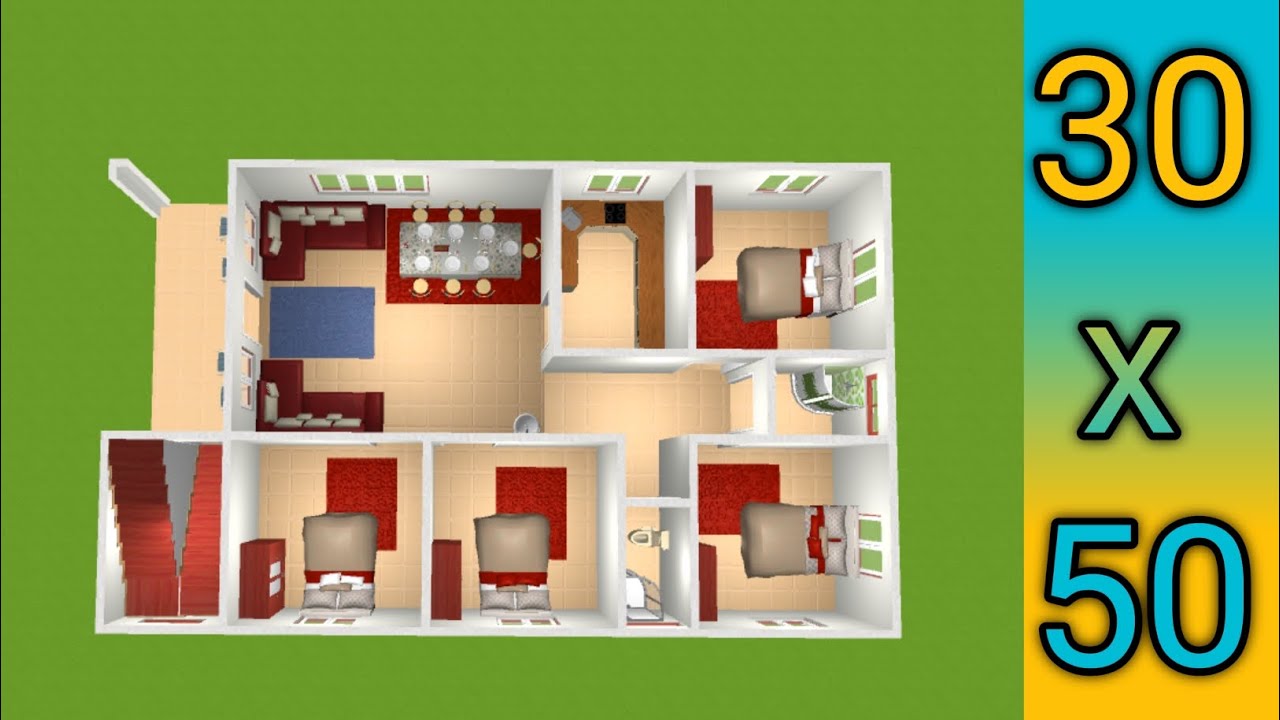1500 SQFT HOUSE PLAN l VILLAGE HOME DESIGN I GHAR KA PLAN I 4BHK HOUSE l 30x50 GHAR KA NASKHA