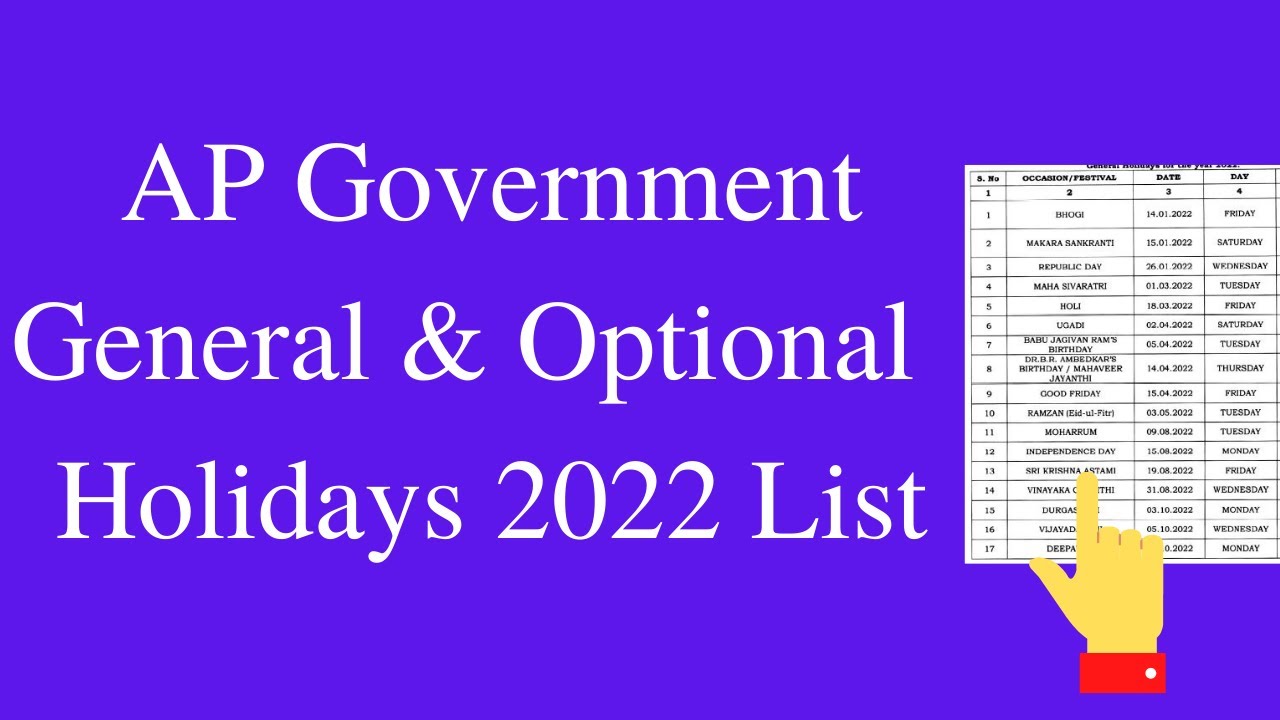 AP GOVT Holidays 2022 | AP Government holidays 2022 | AP Government holidays list 2022