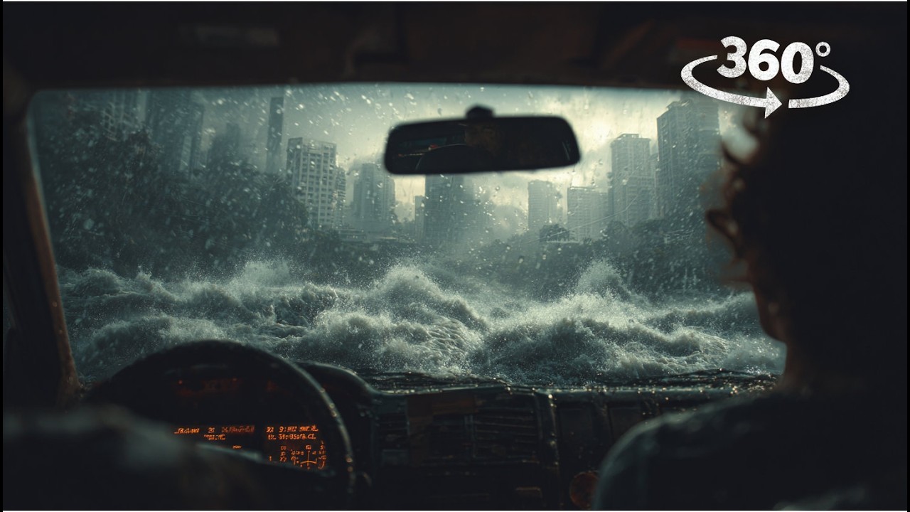 360&deg; Sudden flood and storm disaster VR 360 interactive videos