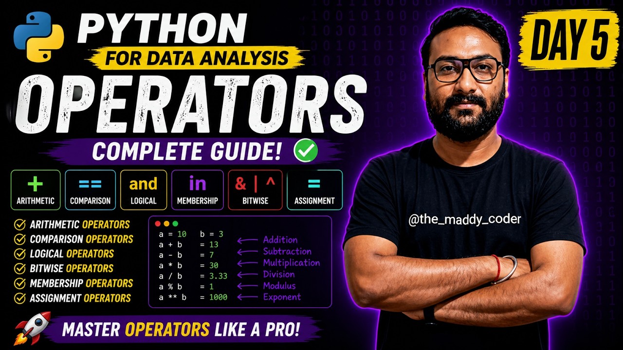 Python Full Course LIVE 🔴 | Operators In Python  | Day 5