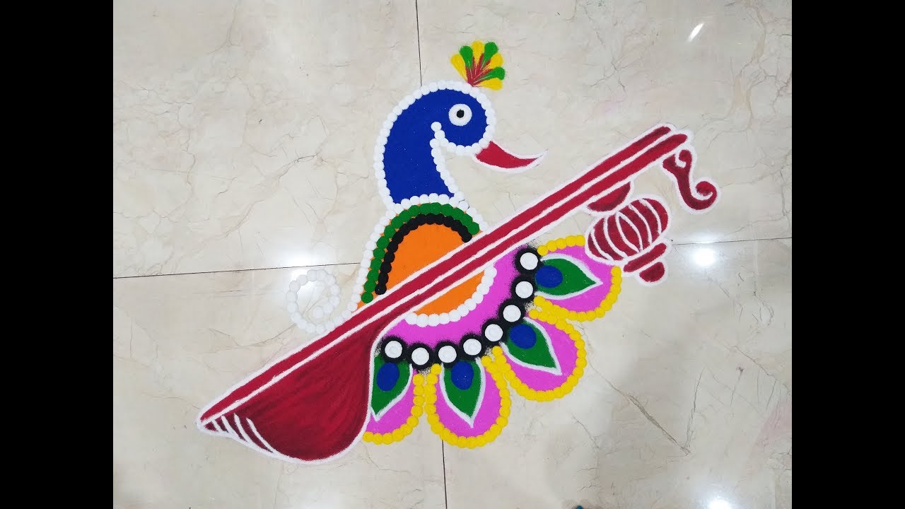 वसंत पंचमी रंगोली | BASANT PANCHAMI RANGOLI | Saraswati Puja Rangoli | सरस्वती माता रंगोली | Veena